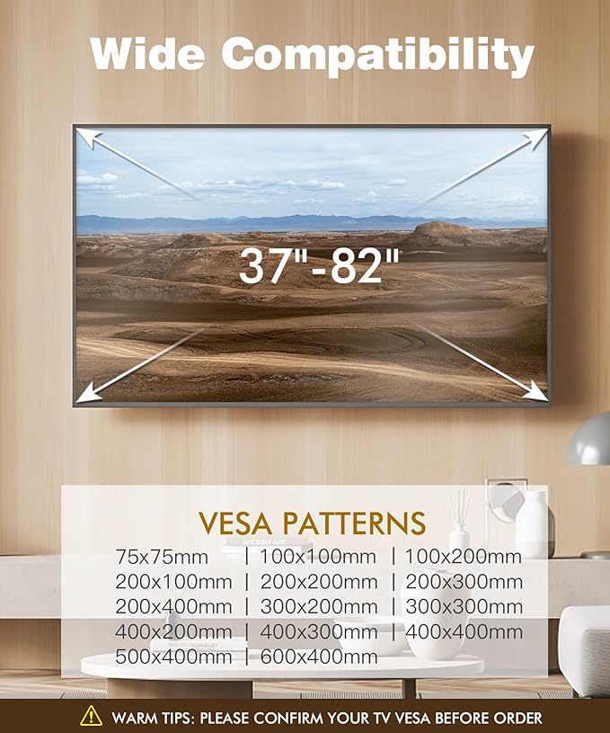 TV Wall Mount for Most 37-82 Inch, Low Profile Tilt Wall Mount TV Bracket for - Image 2