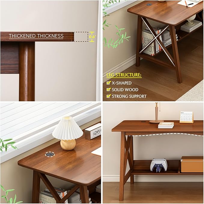 Extra Long Desk with Bookshelf - Image 2