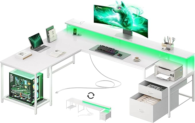 PRAISUN 66 Inch L Shaped Computer Desk by PRAISUN