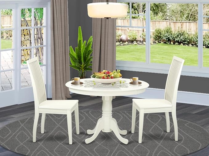 East West Furniture HLIP3-LWH-W 3 Piece Kitchen Table Set - Image 7