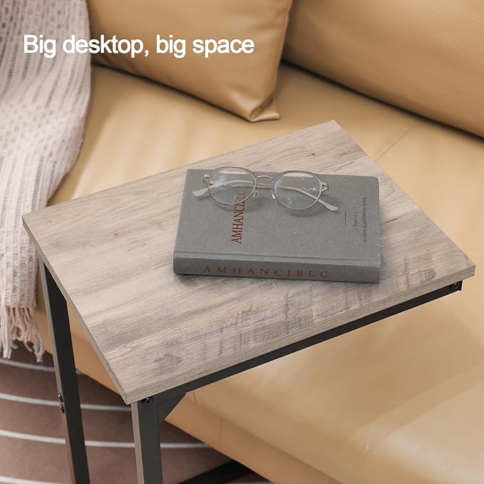 AMHANCIBLE C Shaped End Table, Slide Under Couch Table - Image 5