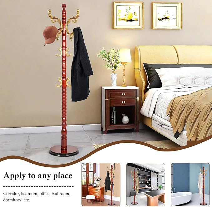 Coat Rack Stand, Solid Wooden Coat Tree - Image 7