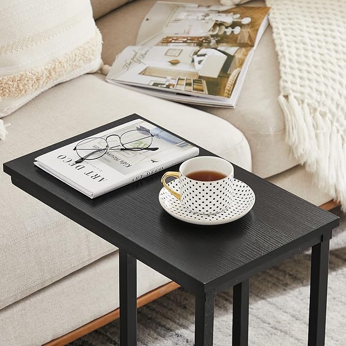 VECELO C Shaped End Side Table for Sofa Couch and Bed Snack TV Tray for Living - Image 2