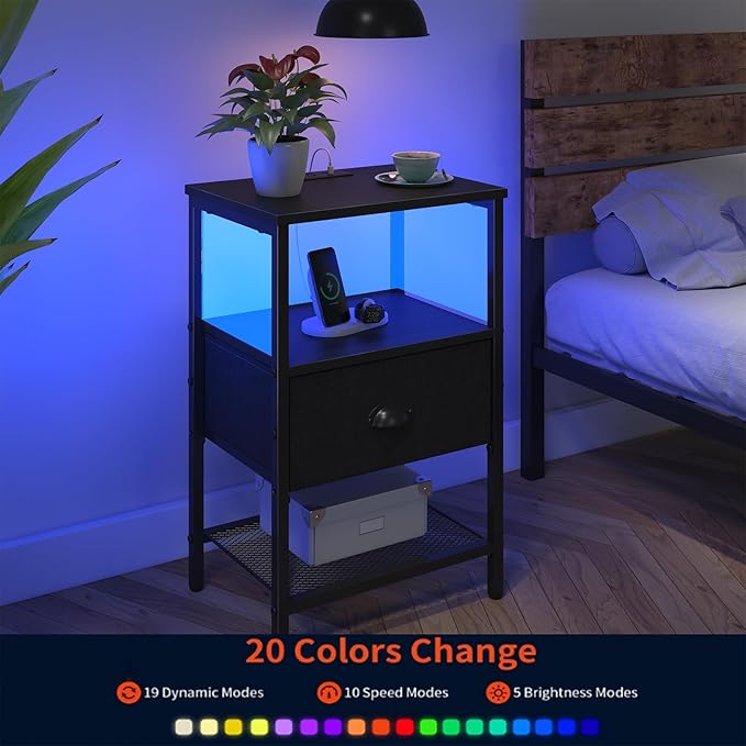 Sthmec Nightstands Set of 2, LED Bedside Tables - Image 6