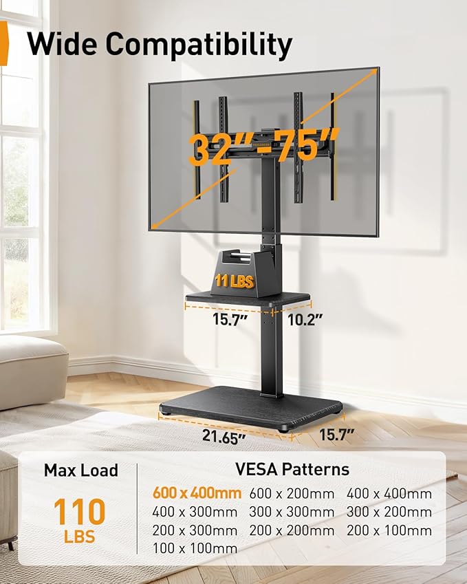 Perlegear Floor TV Stand with LED Light - Image 2