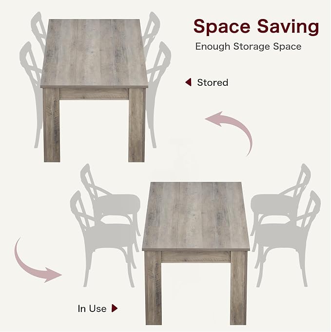 CABIHOME Dining Table for 4-6, Farmhouse Large Kitchen Dining Table, - Image 6