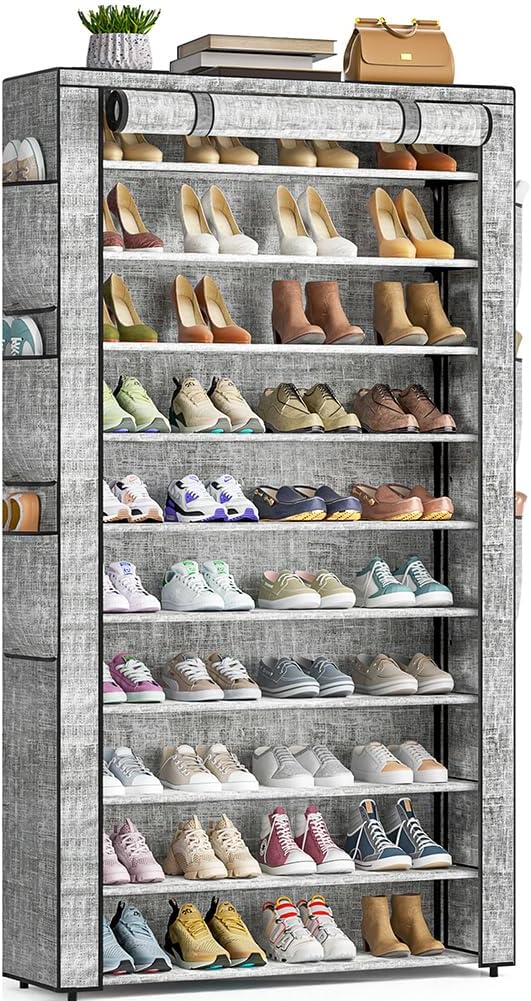 Shoe Rack 10Tier Large Capacity 50-56Pairs Beautiful Tall Shoe Shelf Free by OYREL