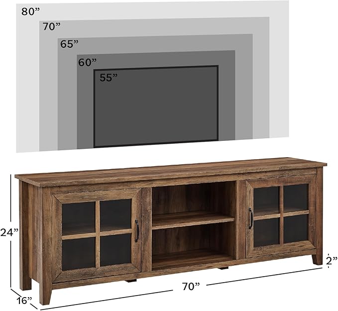 Walker Edison Portsmouth Classic 2 Glass Door TV Stand - Image 4