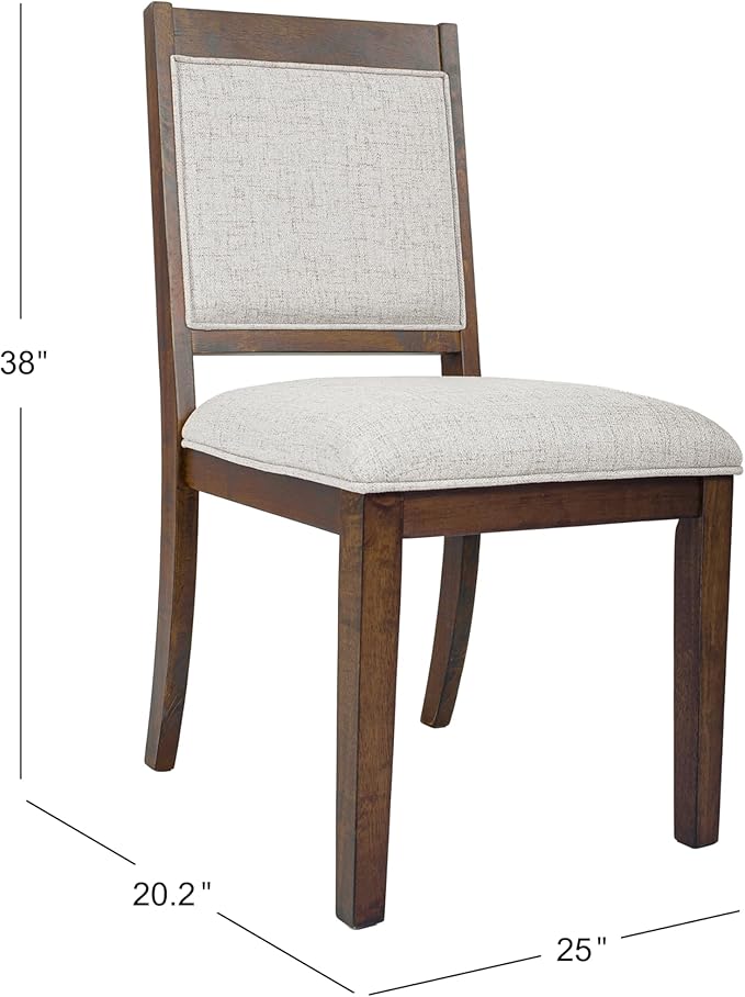 HomePop Open Back Upholstered Wood Frame Dining Chairs -Neutral Textured Solid - Image 3