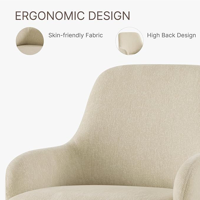 Swivel Dining Chairs Set of 2, Mid Century Modern Chairs Fabric Upholstered - Image 6
