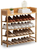 Bamboo Shoe Rack Organizer, 5 Tier Shoe Shelf Storage Organizer, by SOBIBO
