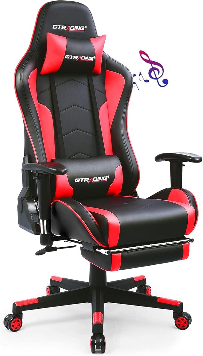 GTRACING Gaming Chair with Footrest Speakers Video Game Chair Bluetooth Music by GtracingDirect