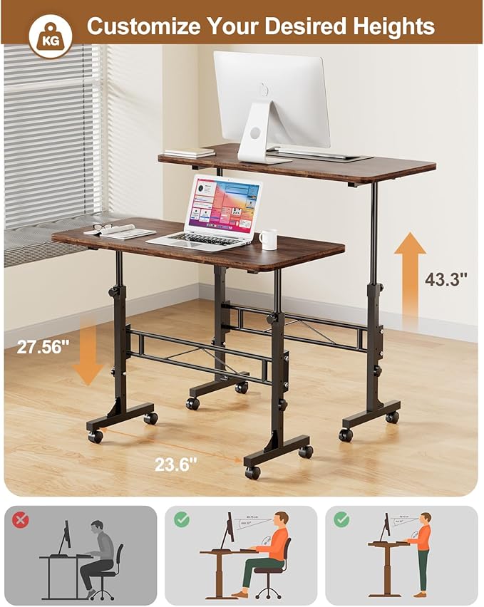 Small Standing Desk Adjustable Height, Mobile Stand Up Desk - Image 3