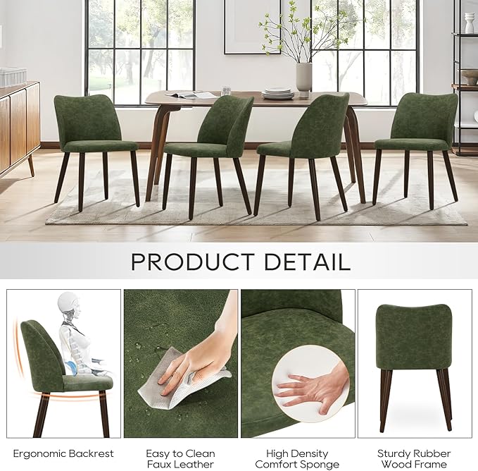 COLAMY Upholstered Dining Chairs Set of 6, Modern PU Leather Dining Room - Image 3