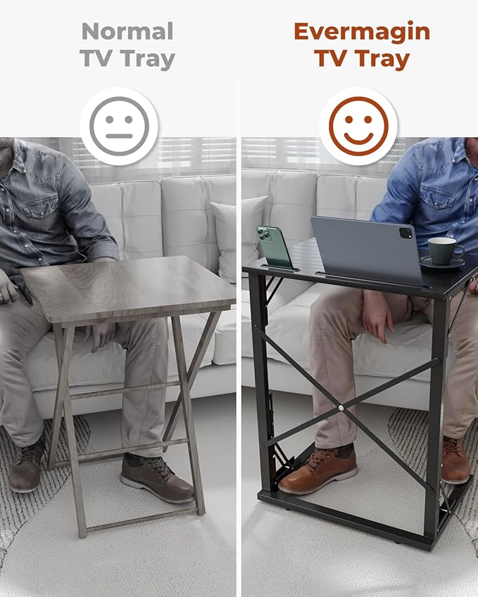 21''Wx28''H Folding TV Tray for Eating, Small Foldable C-Shaped Tray Table - Image 6