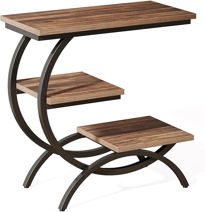 Tribesigns C-Shaped End Table, Industrial 3-Tier Small Side Table - Image 10