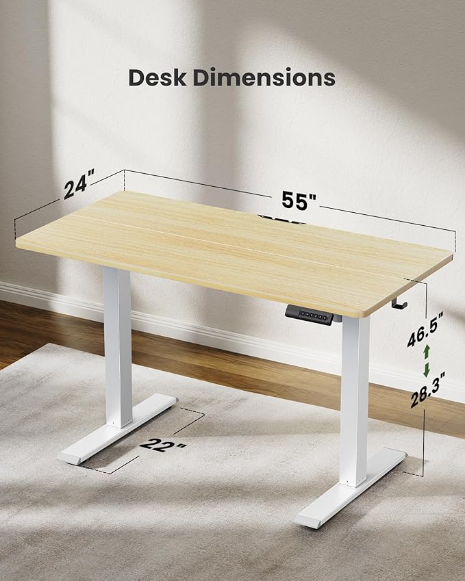 Marsail Electric Standing Desk, Adjustable Height Stand up Desk, 55 x 24 Inches - Image 6