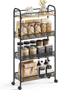 KINGRACK Metal Slim Rolling Cart, 4-Tier Metal Utility Cart, Storage Cart by KINGRACK