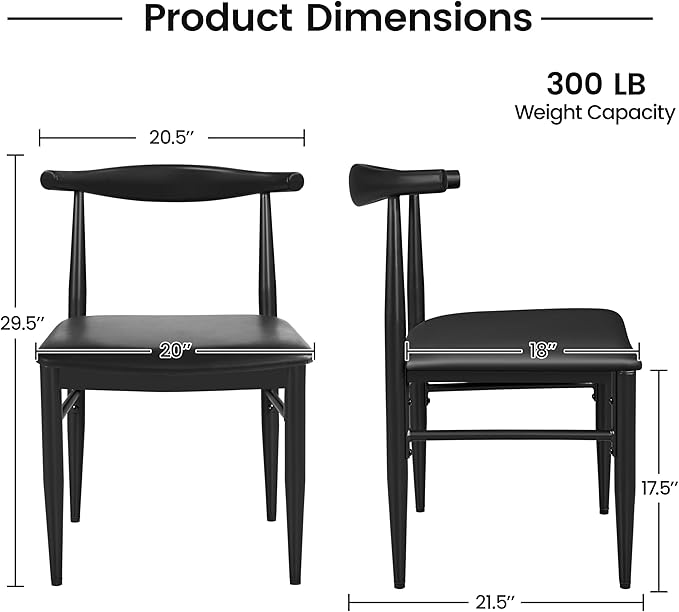 Yaheetech Dining Chairs Set of 4 Mid Century Modern Leather Dining Room Chairs - Image 3