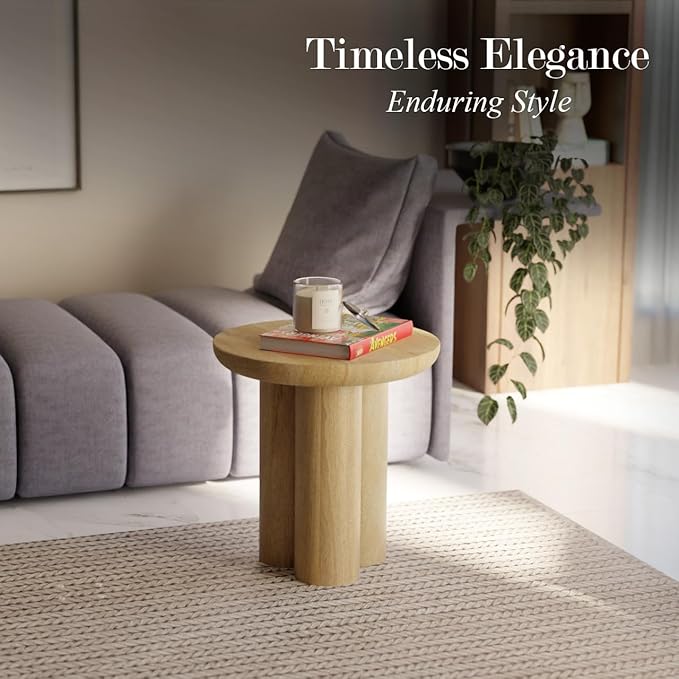 Relso Gaia Round End Table for Living Room and Farmhouse | Solid Mango Wood for - Image 7