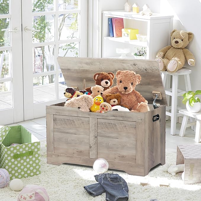 31.5" Storage Chest, Wooden Storage Bench, Lift Top Toy Chest - Image 2
