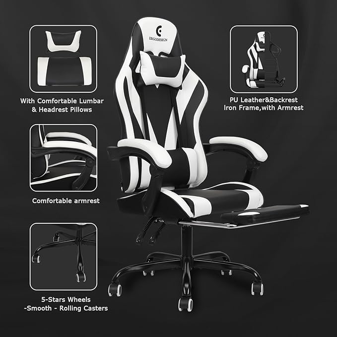 Gaming Chair with Linkage Armrest & Footrest, High Back Video Gaming Chair - Image 6