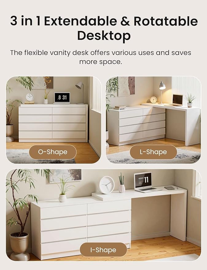 8 Drawer Vanity Dresser Combo - Image 8