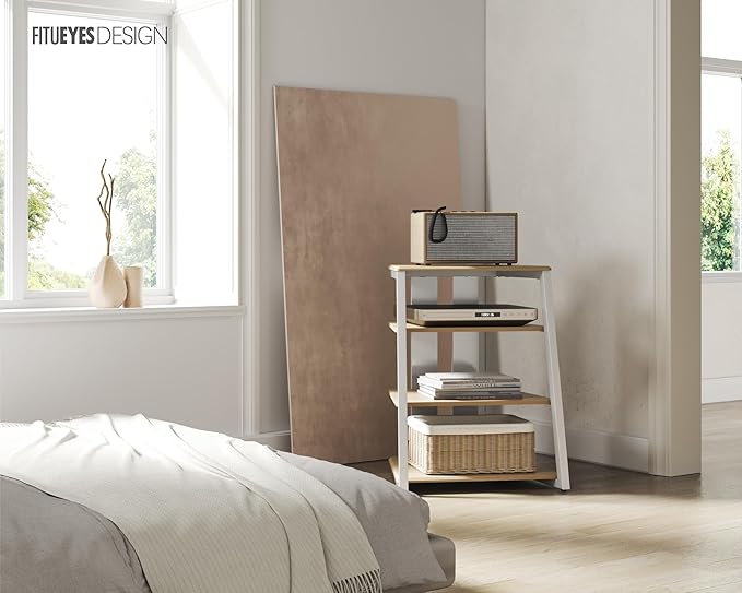 FITUEYES Design 4-Tier AV Media Stand Corner Shelf Stand Wooden Corner Shelves - Image 8