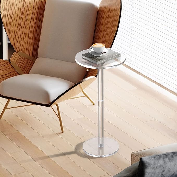 Acrylic End Table, 9.8" Round Modern Drink Table - Image 2