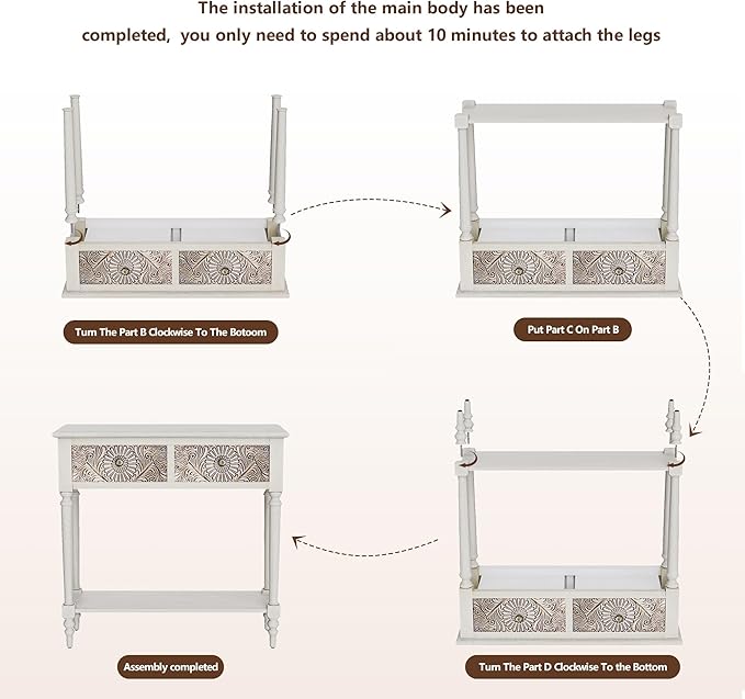 COSIEST Console Table with 2 Drawers, MDF Narrow Entryway Table with Storage - Image 4