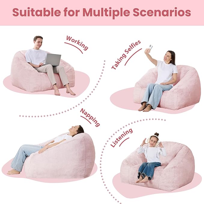Bean Bag Chairs for Adults, Giant Beanbag Sofa Comfy Reading Chair, Oversized - Image 7