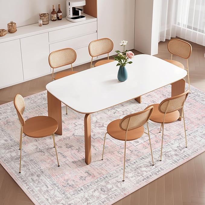 LIVEBOX Pink 6x9 Area Rug for Bedroom Girls, Boho Washable Rugs for Living Room - Image 2