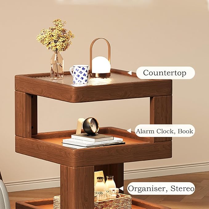Solid Wood Nightstand, End Tables Bedroom Small Shelf Modern Nightstand Wood - Image 4