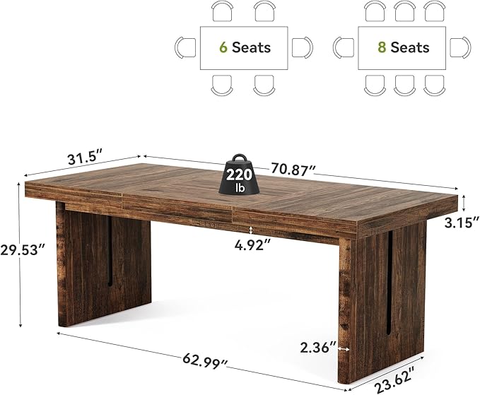 1Easylife 70.8-Inch Large Dining Table - Image 2