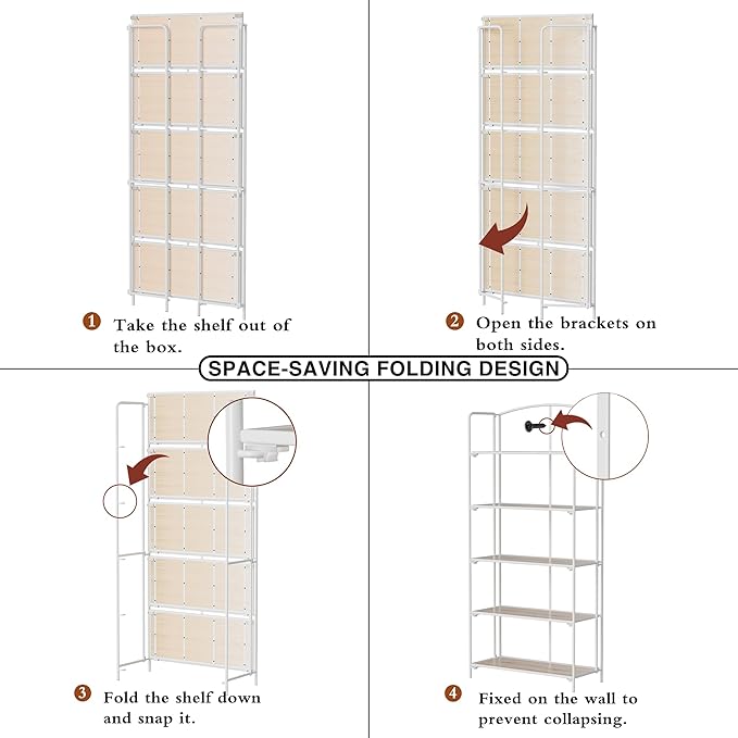 Crofy No Assembly Folding Bookshelf - Image 4