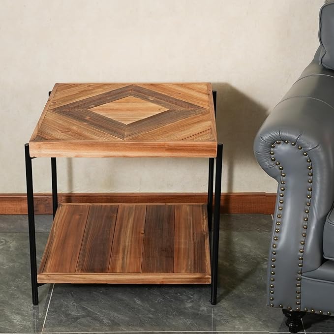 CONSDAN StoneCreek Solid Fir Wood Side Table - Image 2