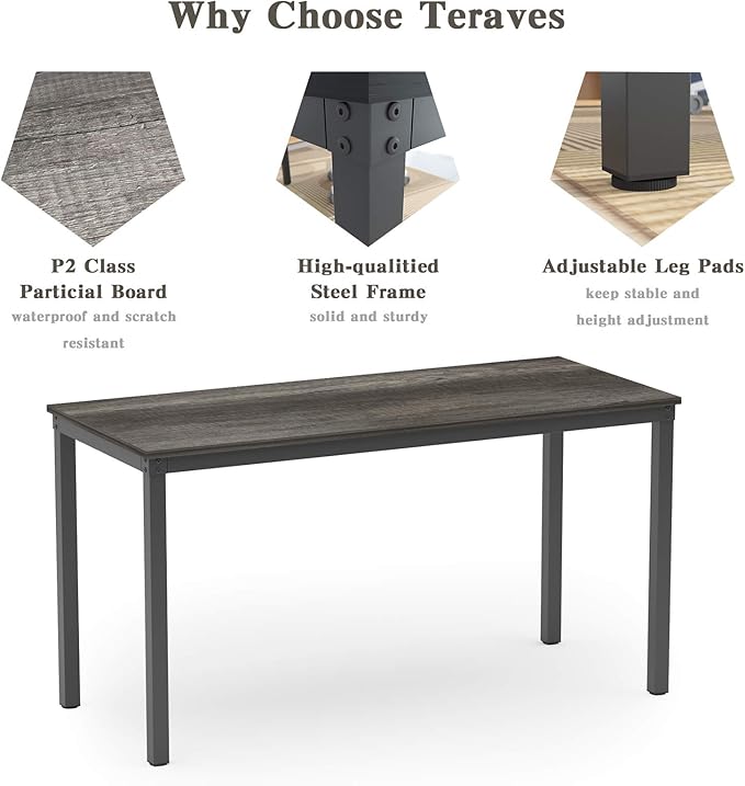 Teraves Computer Desk/Dining Table Office Desk Sturdy Writing Workstation - Image 8
