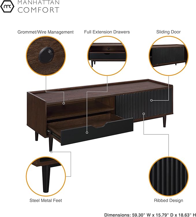 Manhattan Comfort Duane Modern Ribbed 55 Inch TV Stand - Image 6