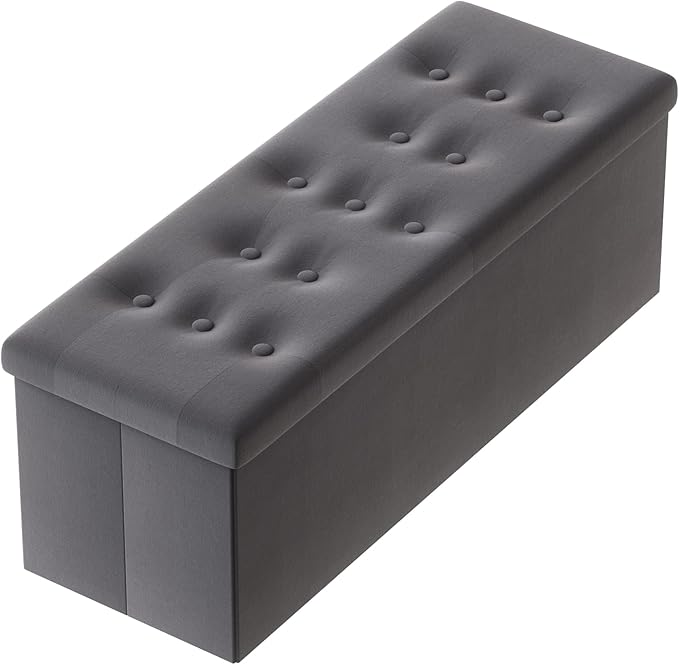 PRANDOM Jumbo Ottoman with Storage Velvet Folding Small Square Foot Stool with by Prandom