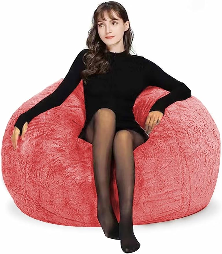 Bean Bag Chair for Adults Kids Without Filling Comfy Fluffy Round Beanbag Couch by FunnyFurnitureforYourHous