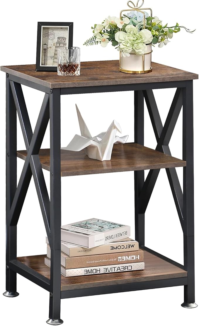 End Tables with Storage Shelf, Small Side Table 3-Tier, End Tables Living Room by TooCust