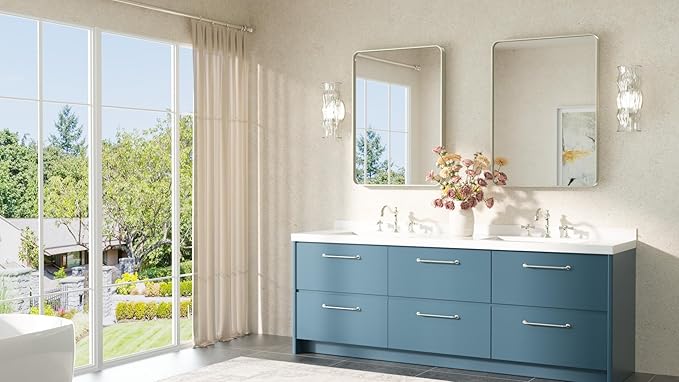 TETOTE Brushed Nickel Mirror 22 x 30 Brushed Nickel Metal Framed Bathroom Mirror - Image 8