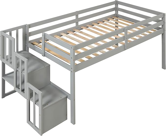 HomSof Loft Bed with Stairs and Storage - Image 6