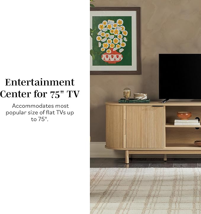 Walker Edison Modern Curved Reeded TV Stand - Image 4