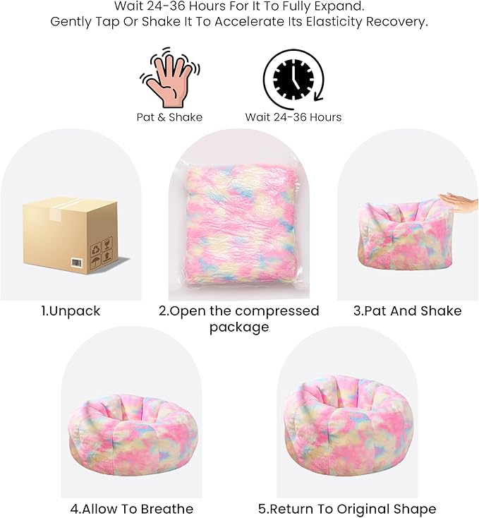 Giant Bean Bag Chair, Faux Fur Adult Chair - Image 7