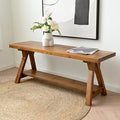 43 Inch Farmhouse Storage Bench, Rustic Solid Wood Entryway Bench by SwallowLiving