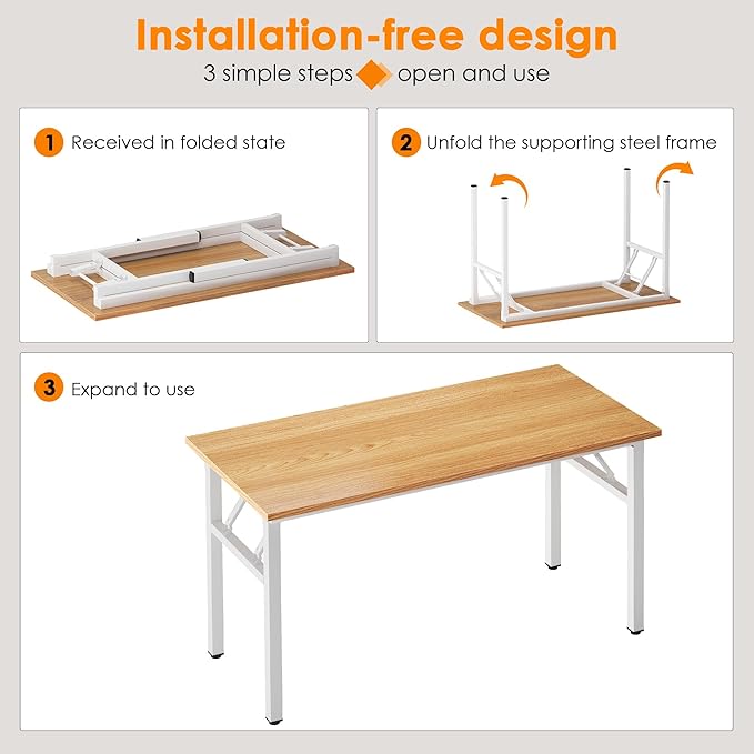 SDHYL 47 inches No Assembly Foldable Computer Desk - Image 7