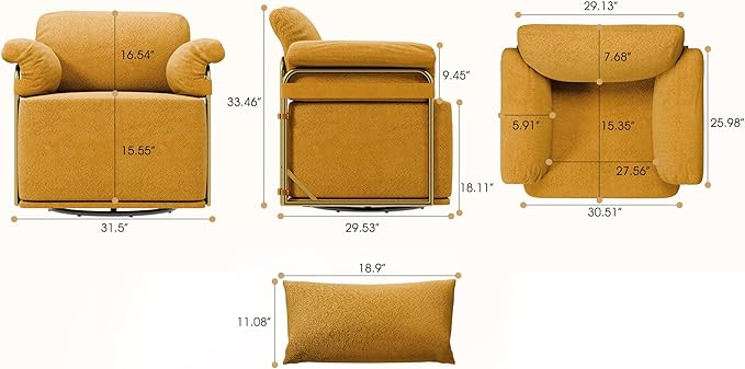KEIKI Modern Comfy Swivel Accent Reading Chair - Image 2