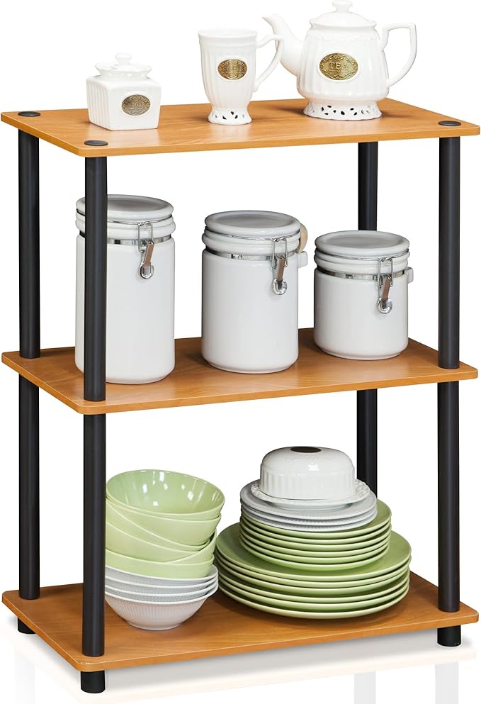 Furinno Turn-N-Tube 3-Tier Compact Multipurpose Shelf Display Rack, Light Cherry - Image 8