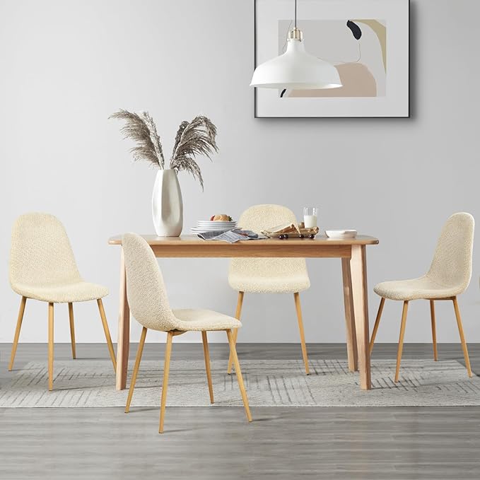FurnitureR Dining Chairs Set of 4, Upholstered Chenille Fabric Dining Room - Image 2